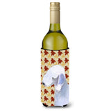 Bedlington Terrier Fall Leaves Portrait Wine Bottle Beverage Insulator Beverage Insulator Hugger