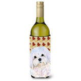 Maltese Fall Leaves Portrait Wine Bottle Beverage Insulator Beverage Insulator Hugger