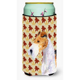 Fox Terrier Fall Leaves Portrait Tall Boy Beverage Insulator Beverage Insulator Hugger