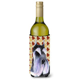 Schnauzer Fall Leaves Portrait Wine Bottle Beverage Insulator Beverage Insulator Hugger Ss4379Literk