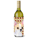 Chihuahua Fall Leaves Portrait Wine Bottle Beverage Insulator Beverage Insulator Hugger Ss4382Literk