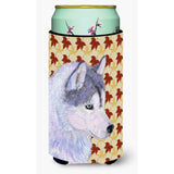 Siberian Husky Fall Leaves Portrait Tall Boy Beverage Insulator Beverage Insulator Hugger