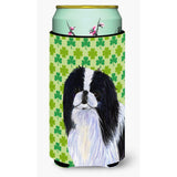 Japanese Chin St. Patrick'S Day Shamrock Portrait Tall Boy Beverage Insulator Beverage Insulator Hugger
