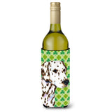 Dalmatian St. Patrick'S Day Shamrock Portrait Wine Bottle Beverage Insulator Beverage Insulator Hugger