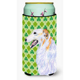 Borzoi St. Patrick'S Day Shamrock Portrait Tall Boy Beverage Insulator Beverage Insulator Hugger