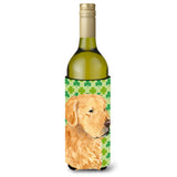 Golden Retriever St. Patrick'S Day Shamrock Portrait Wine Bottle Beverage Insulator Beverage Insulator Hugger