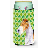 Fox Terrier St. Patrick'S Day Shamrock Portrait Tall Boy Beverage Insulator Beverage Insulator Hugger