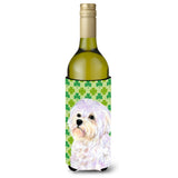 Maltese St. Patrick'S Day Shamrock Portrait Wine Bottle Beverage Insulator Beverage Insulator Hugger