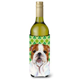 Bulldog English St. Patrick'S Day Shamrock Wine Bottle Beverage Insulator Beverage Insulator Hugger