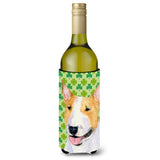 Bull Terrier St. Patrick'S Day Shamrock Portrait Wine Bottle Beverage Insulator Beverage Insulator Hugger