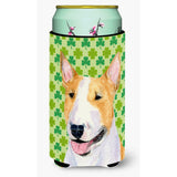Bull Terrier St. Patrick'S Day Shamrock Portrait Tall Boy Beverage Insulator Beverage Insulator Hugger