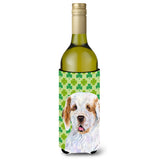 Clumber Spaniel St. Patrick'S Day Shamrock Portrait Wine Bottle Beverage Insulator Beverage Insulator Hugger