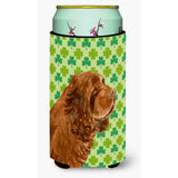 Sussex Spaniel St. Patrick'S Day Shamrock Portrait Tall Boy Beverage Insulator Beverage Insulator Hugger