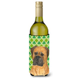 Bullmastiff St. Patrick'S Day Shamrock Portrait Wine Bottle Beverage Insulator Beverage Insulator Hugger