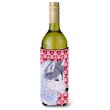 Siberian Husky Hearts Love Valentine'S Day Wine Bottle Beverage Insulator Beverage Insulator Hugger