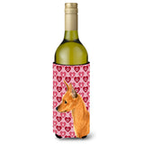 Min Pin Hearts Love And Valentine'S Day Portrait Wine Bottle Beverage Insulator Beverage Insulator Hugger
