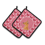 Caroline'S Treasures Min Pin Hearts Love & Valentine'S Day Portrait Pair Of Pot Holders Ss4466Pthd, 7.5Hx7.5W, Multicolor