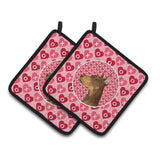 Caroline'S Treasures Doberman Hearts Love & Valentine'S Day Portrait Pair Of Pot Holders Ss4468Pthd, 7.5Hx7.5W, Multicolor