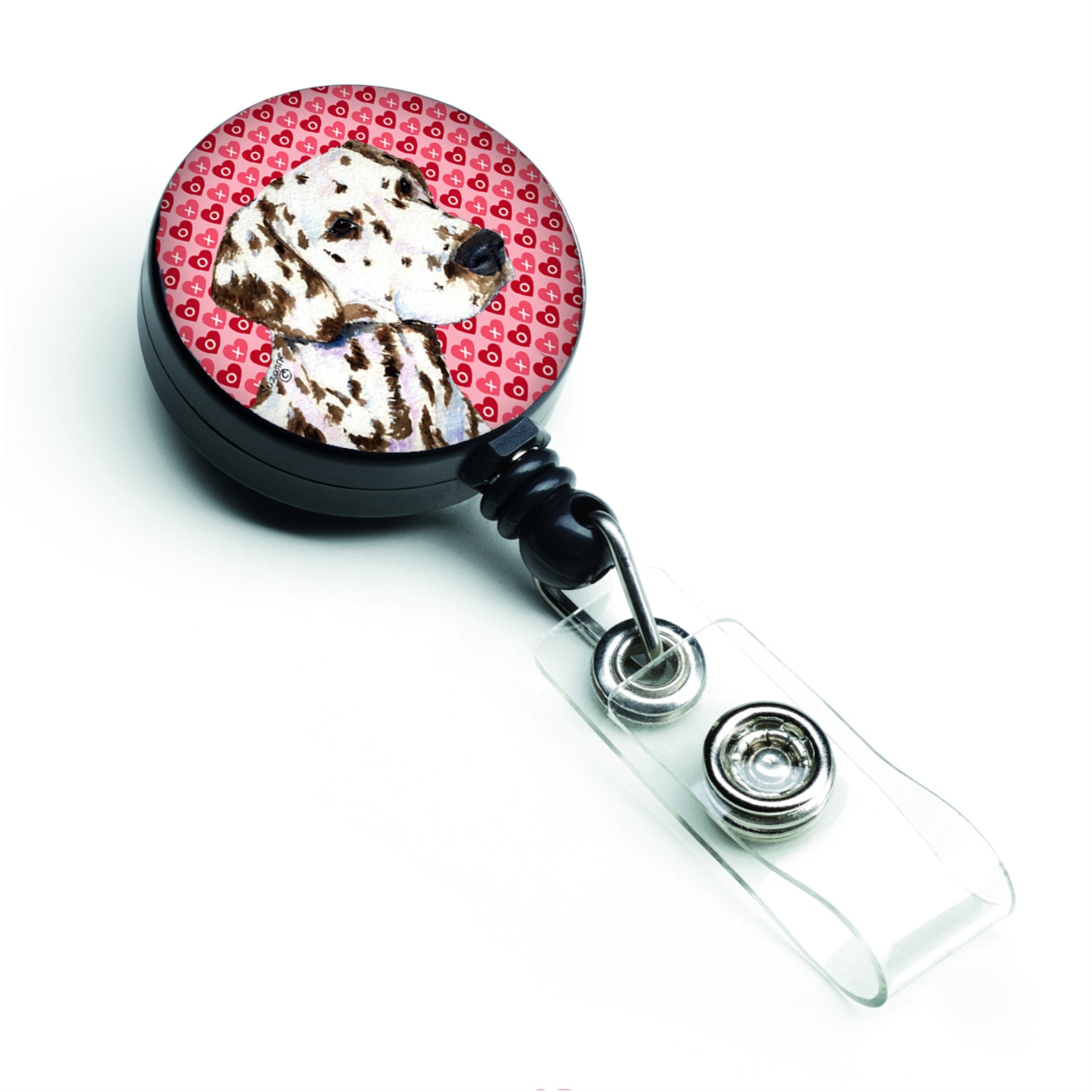 Caroline'S Treasures Dalmatian Love Retractable Badge Reel Or Id Holder With Clip, Multicolor (Ss4469Br)