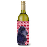 Black Cocker Spaniel Hearts Love Valentine'S Day Wine Bottle Beverage Insulator Beverage Insulator Hugger