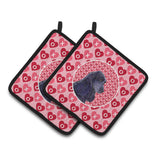 Caroline'S Treasures Black Cocker Spaniel Hearts Love Valentine'S Day Pair Of Pot Holders Ss4471Pthd, 7.5Hx7.5W, Multicolor