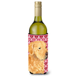 Golden Retriever Hearts Love Valentine'S Day Wine Bottle Beverage Insulator Beverage Insulator Hugger