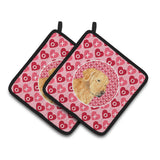 Caroline'S Treasures Golden Retriever Hearts Love Valentine'S Day Pair Of Pot Holders Ss4476Pthd, 7.5Hx7.5W, Multicolor