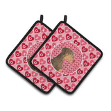 Caroline'S Treasures Doberman Hearts Love & Valentine'S Day Portrait Pair Of Pot Holders Ss4479Pthd, 7.5Hx7.5W, Multicolor