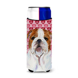 Bulldog English Hearts Love Valentine'S Day Ultra Beverage Insulators For Slim Cans Ss4484Muk