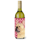 French Bulldog Hearts Love Valentine'S Day Portrait Wine Bottle Beverage Insulator Beverage Insulator Hugger