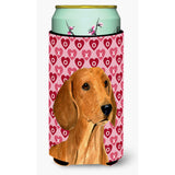 Dachshund Hearts Love And Valentine'S Day Portrait Tall Boy Beverage Insulator Beverage Insulator Hugger