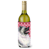 Keeshond Hearts Love And Valentine'S Day Portrait Wine Bottle Beverage Insulator Beverage Insulator Hugger
