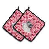 Caroline'S Treasures Keeshond Hearts Love & Valentine'S Day Portrait Pair Of Pot Holders Ss4488Pthd, 7.5Hx7.5W, Multicolor