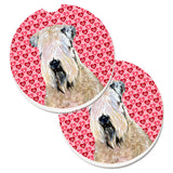 Caroline'S Treasures Wheaten Terrier Soft Coated Hearts Love Valentine'S Set Of 2 Cup Holder Car Coasters Ss4493Carc, 2.56, Mu