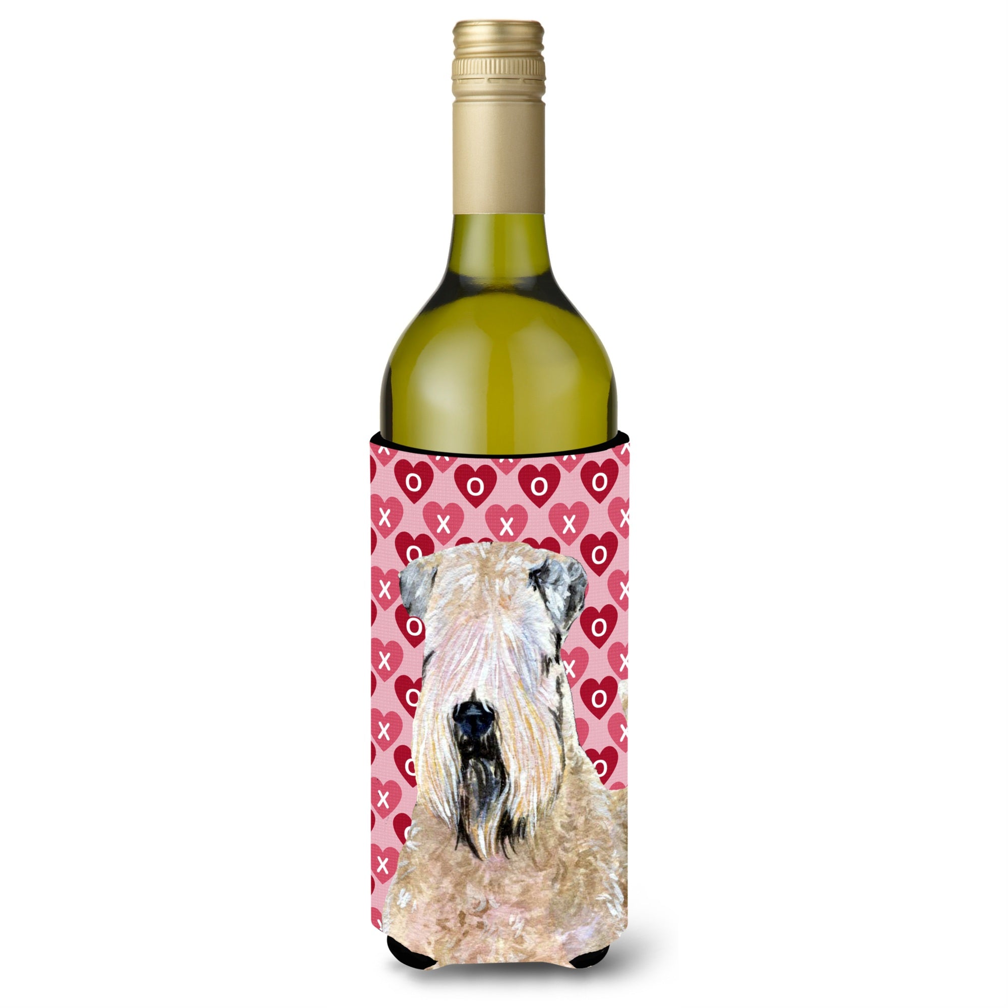 Wheaten Terrier Soft Coated Hearts Love Valentine'S Wine Bottle Beverage Insulator Beverage Insulator Hugger