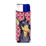 Doberman Hearts Love And Valentine'S Day Portrait Ultra Beverage Insulators For Slim Cans Ss4495Muk