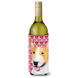 Bull Terrier Hearts Love And Valentine'S Day Portrait Wine Bottle Beverage Insulator Beverage Insulator Hugger