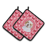 Caroline'S Treasures Clumber Spaniel Hearts Love & Valentine'S Day Portrait Pair Of Pot Holders Ss4500Pthd, 7.5Hx7.5W, Multico