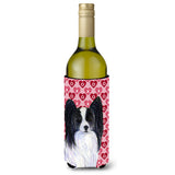 Papillon Hearts Love And Valentine'S Day Portrait Wine Bottle Beverage Insulator Beverage Insulator Hugger