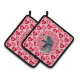 Caroline'S Treasures Irish Wolfhound Hearts Love & Valentine'S Day Portrait Pair Of Pot Holders Ss4506Pthd, 7.5Hx7.5W, Multico