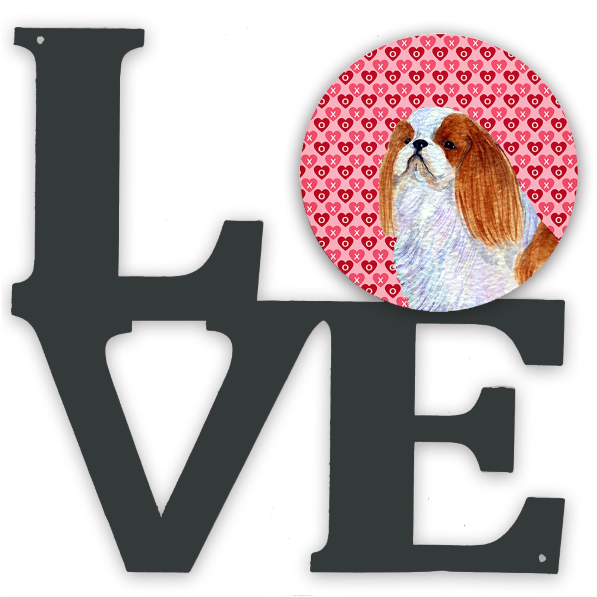 Caroline'S Treasures English Toy Spaniel Hearts Valentine'S Day Portrait Metal Artwork Love Wall-Decor, Multicolor