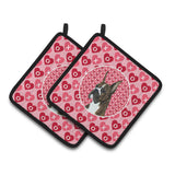 Caroline'S Treasures Boxer Hearts Love & Valentine'S Day Portrait Pair Of Pot Holders Ss4508Pthd, 7.5Hx7.5W, Multicolor