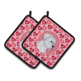 Caroline'S Treasures Boxer Hearts Love & Valentine'S Day Portrait Pair Of Pot Holders Ss4509Pthd, 7.5Hx7.5W, Multicolor
