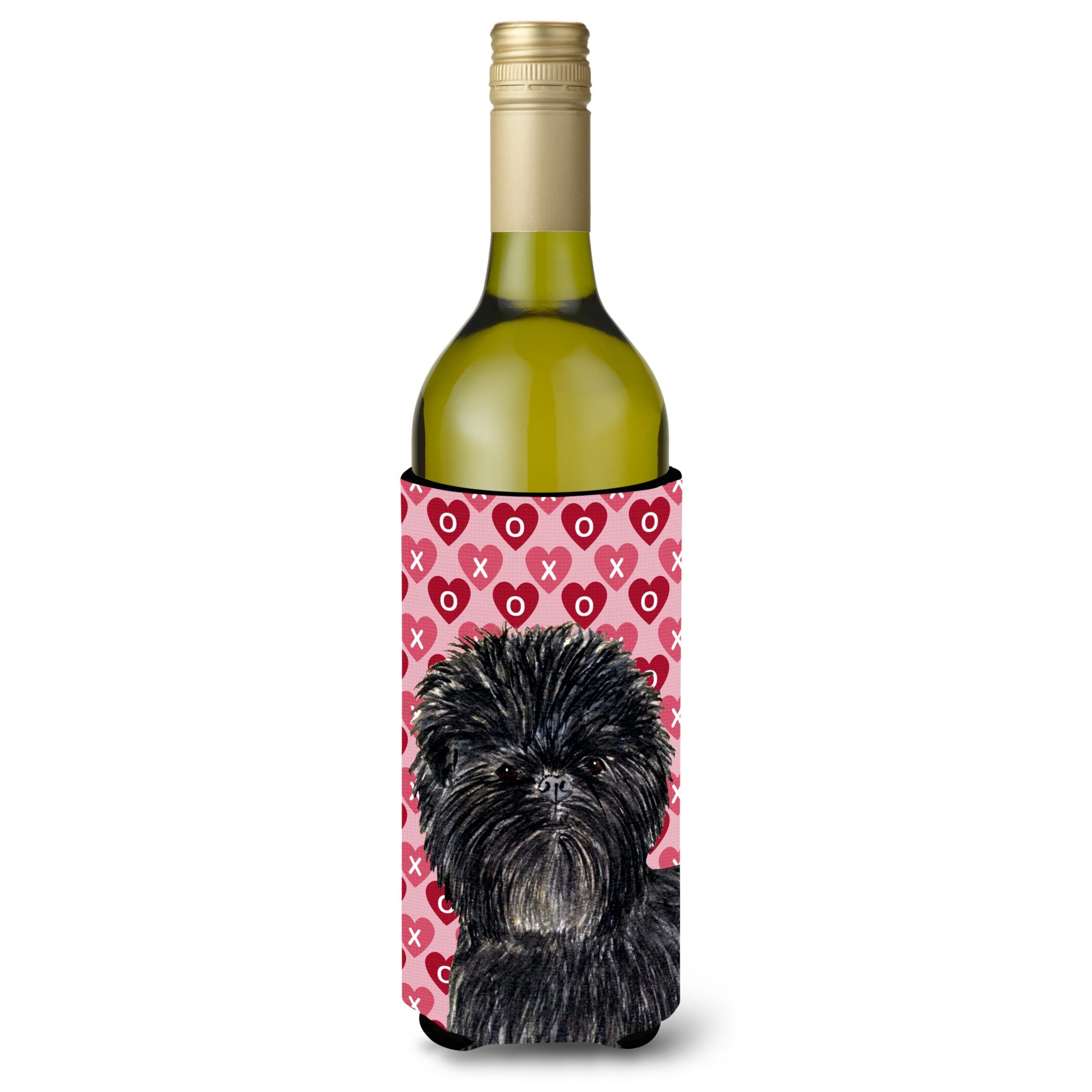 Affenpinscher Hearts Love And Valentine'S Day Wine Bottle Beverage Insulator Beverage Insulator Hugger