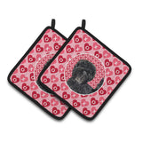 Caroline'S Treasures Affenpinscher Hearts Love & Valentine'S Day Portrait Pair Of Pot Holders Ss4511Pthd, 7.5Hx7.5W, Multicolo