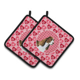 Caroline'S Treasures Springer Spaniel Hearts Love Valentine'S Day Pair Of Pot Holders Ss4513Pthd, 7.5Hx7.5W, Multicolor