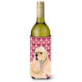 Buff Cocker Spaniel Hearts Love Valentine'S Day Wine Bottle Beverage Insulator Beverage Insulator Hugger