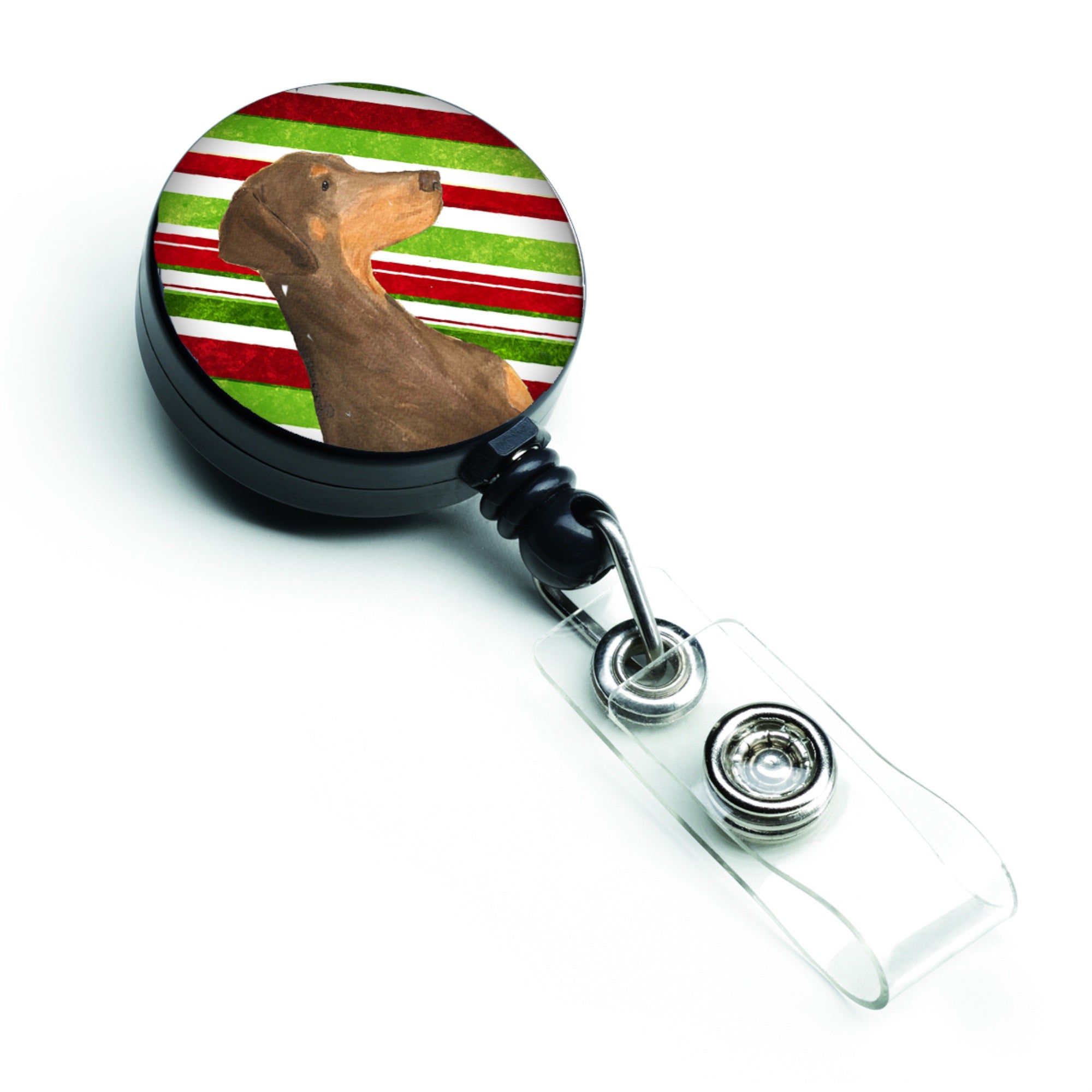 Caroline'S Treasures Doberman Candy Cane Holiday Christmas Retractable Badge Reel, Multicolor (Ss4548Br)
