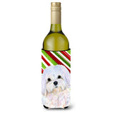 Maltese Candy Cane Holiday Christmas Wine Bottle Beverage Insulator Beverage Insulator Hugger Ss4551Literk