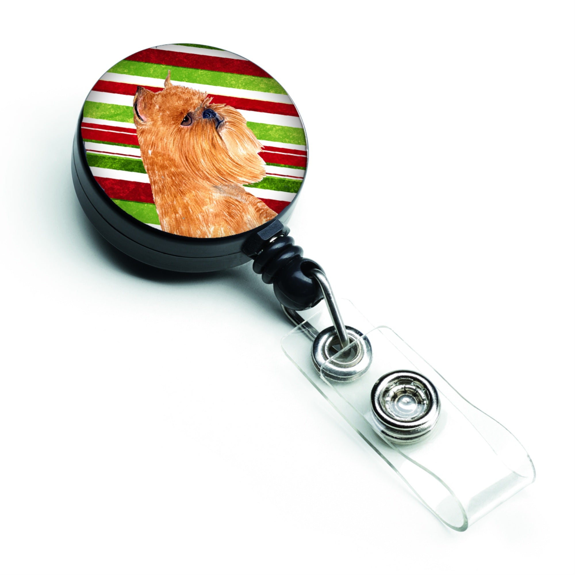 Caroline'S Treasures Brussels Griffon Candy Cane Christmas Retractable Badge Reel, Multicolor (Ss4563Br)